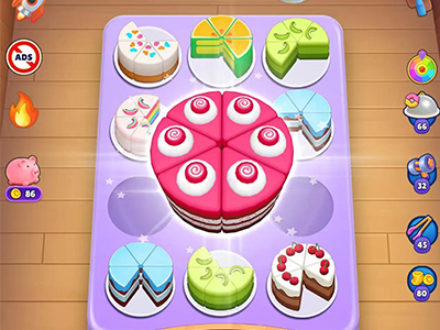 【英文版】【免广告版】蛋糕分类颜色分类与合并解谜游戏 Cake Sort【休闲益智】